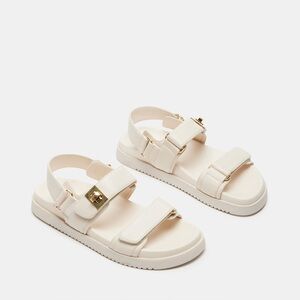 STEVE MADDEN MONA BONE LEATHER SANDALS SIZE 7